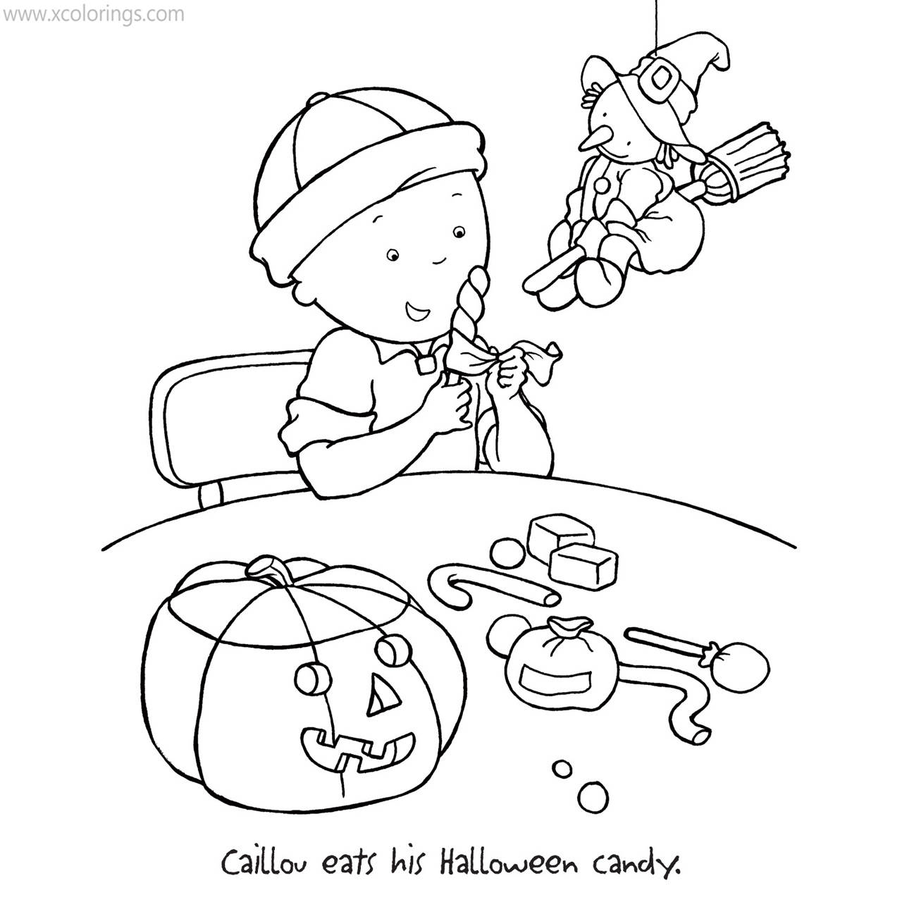 Free Caillou Halloween Coloring Pages printable