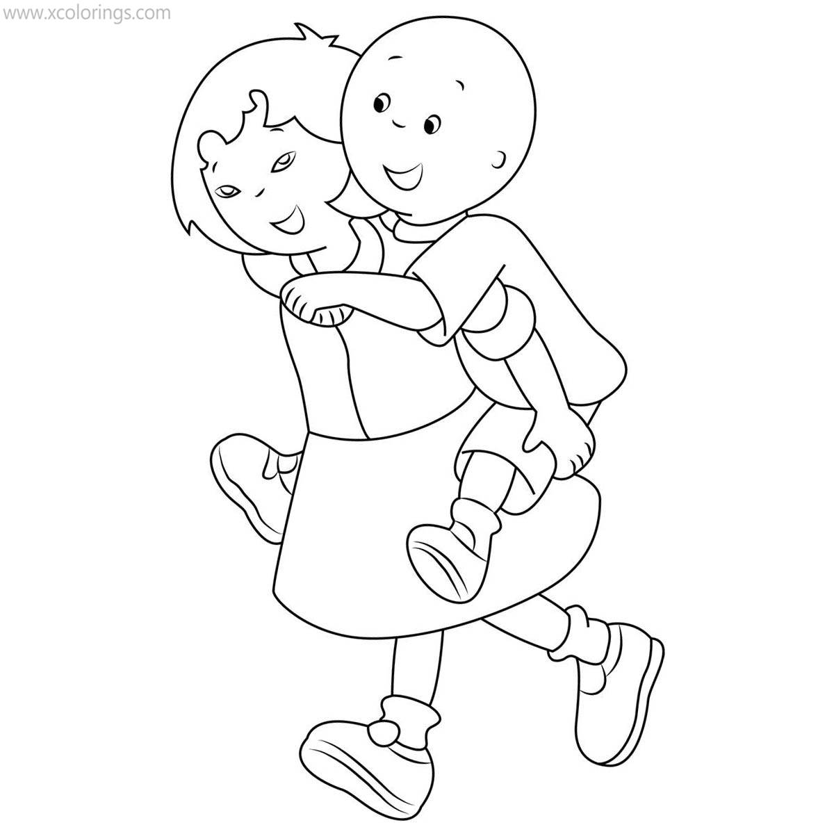 Free Caillou On Sarah's Back Coloring Pages printable