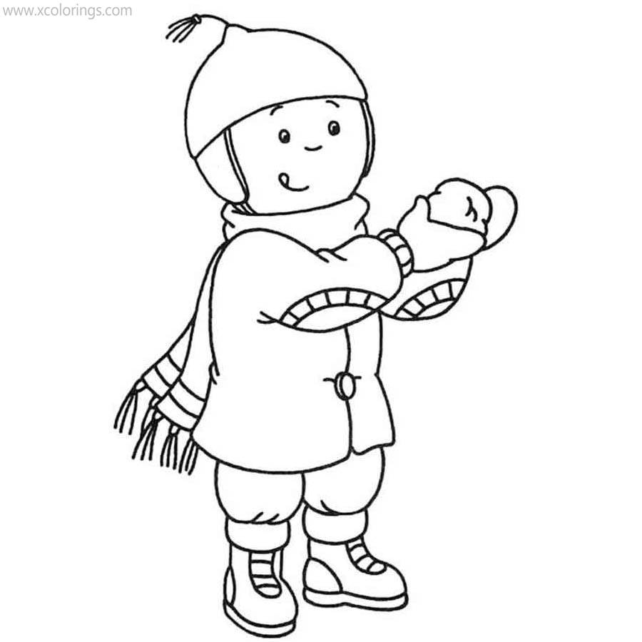 Free Caillou Playing Snowball Coloring Pages printable