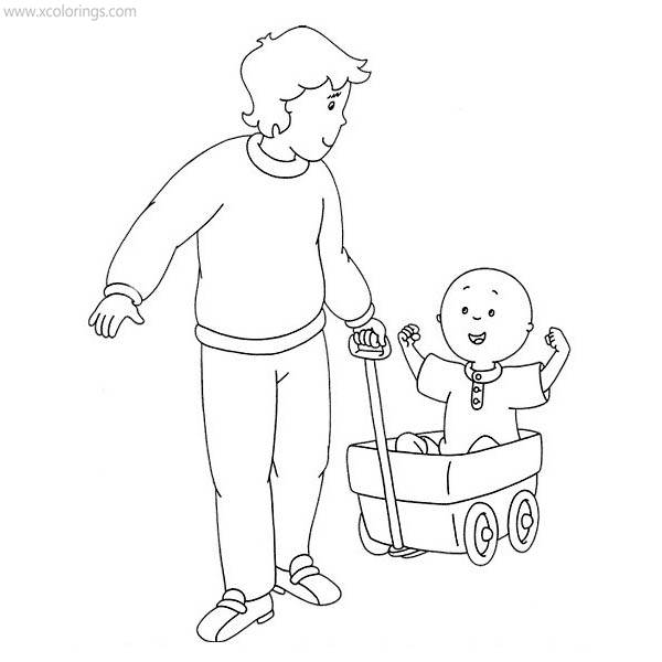 Free Caillou Playing with Daddy Coloring Pages printable