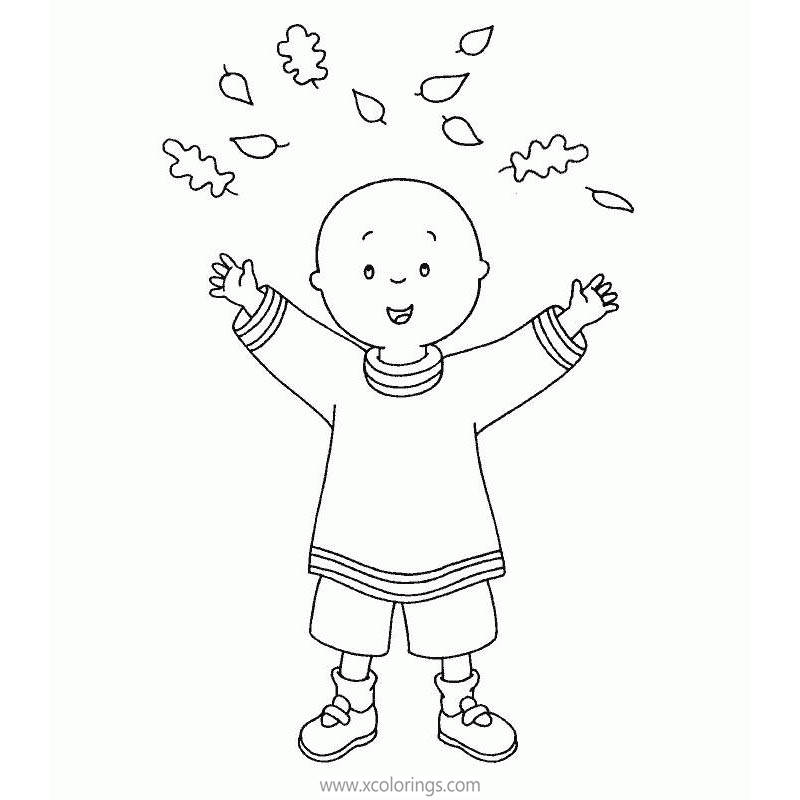 Free Caillou in Autumn Coloring Pages Leaves printable