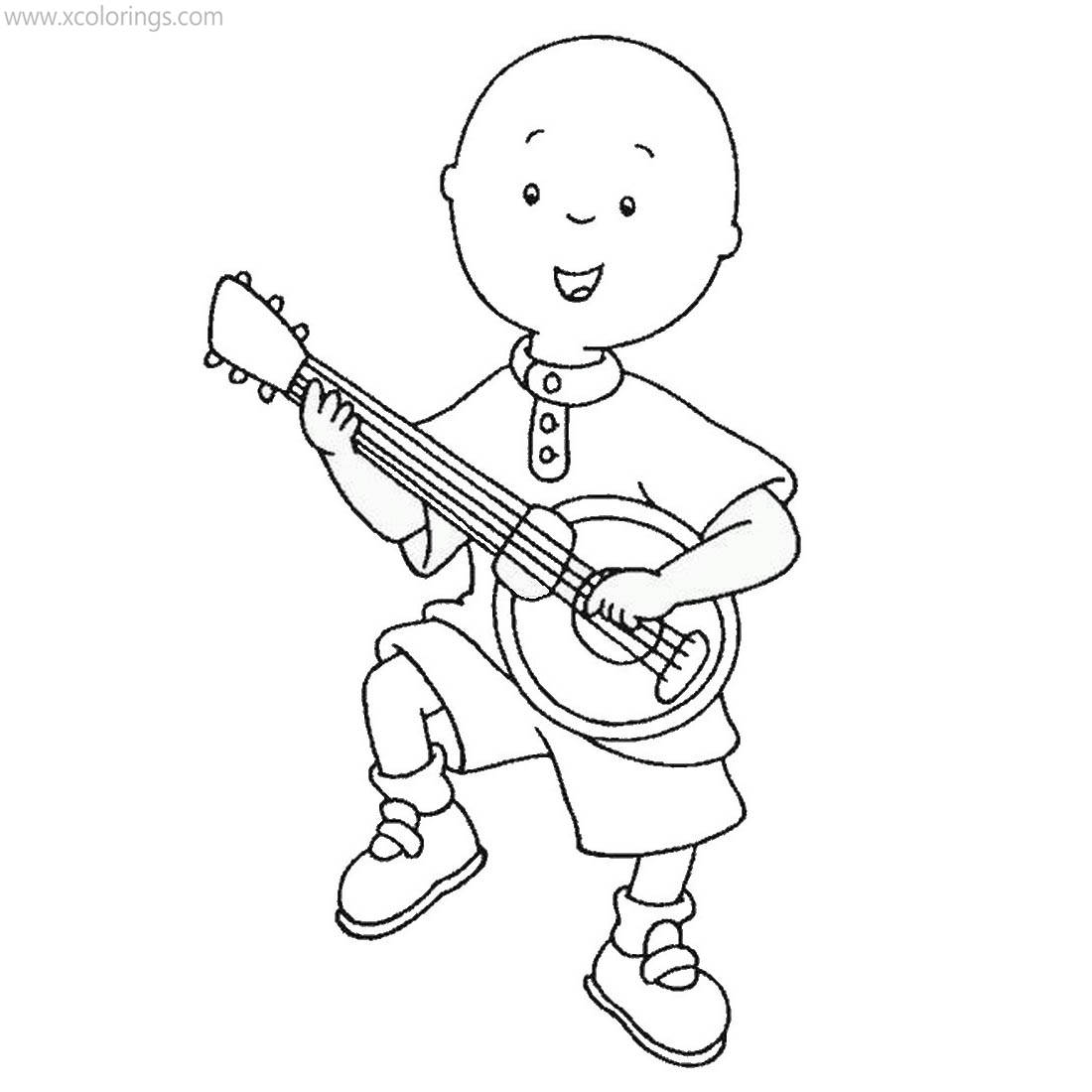 Free Caillou is Playing Music Coloring Pages printable