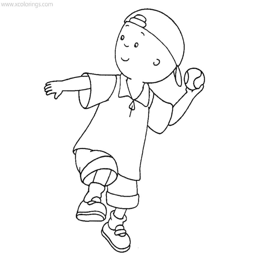 Free Caillou with A Baseball Coloring Pages printable