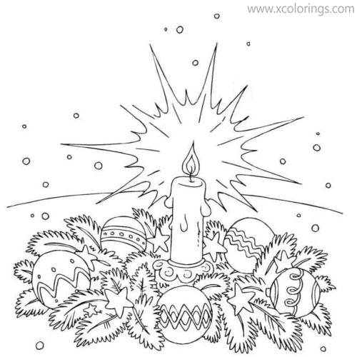 Free Candle and Christmas Wreath Coloring Pages printable