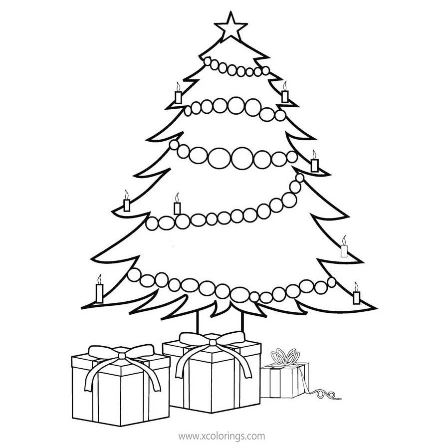Free Candles On The Christmas Tree Coloring Pages printable