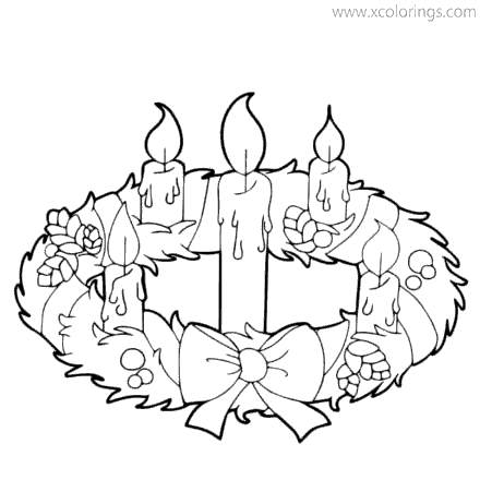 Free Candles On the Christmas Wreath Coloring Pages printable