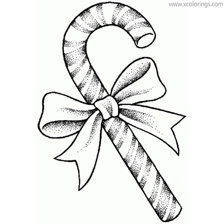 Free Candy Cane Coloring Pages Black and White printable