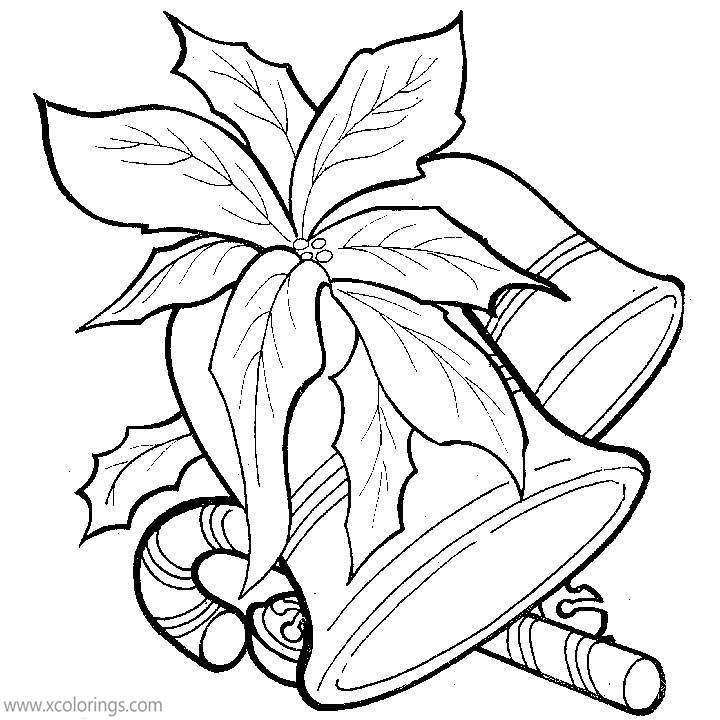 Free Candy Cane Coloring Pages with Christmas Bell printable