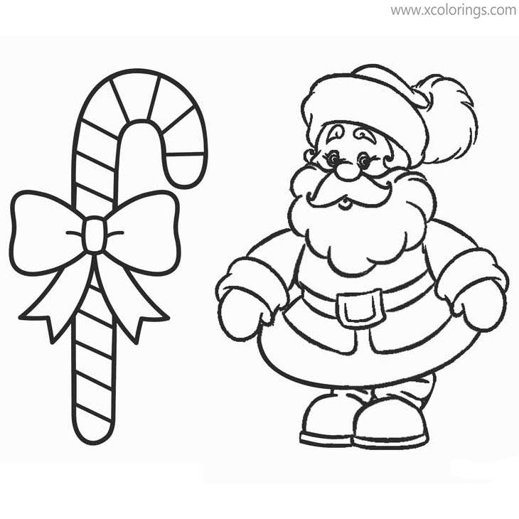 Free Candy Cane Santa Claus Coloring Pages printable