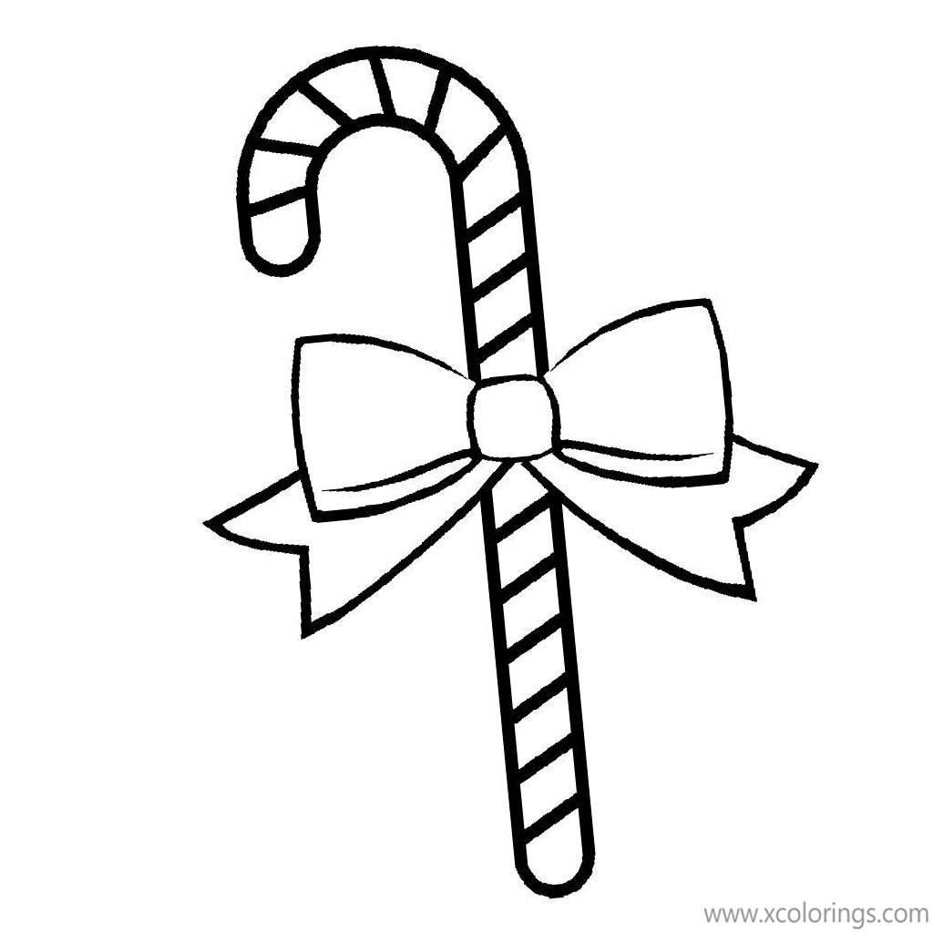 Free Candy Cane with Bow Coloring Book printable
