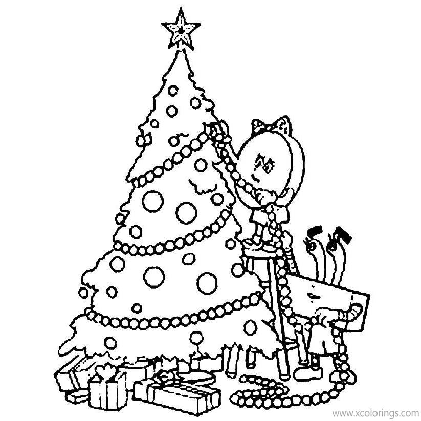 Free Cartoon Christmas Tree Coloring Pages printable