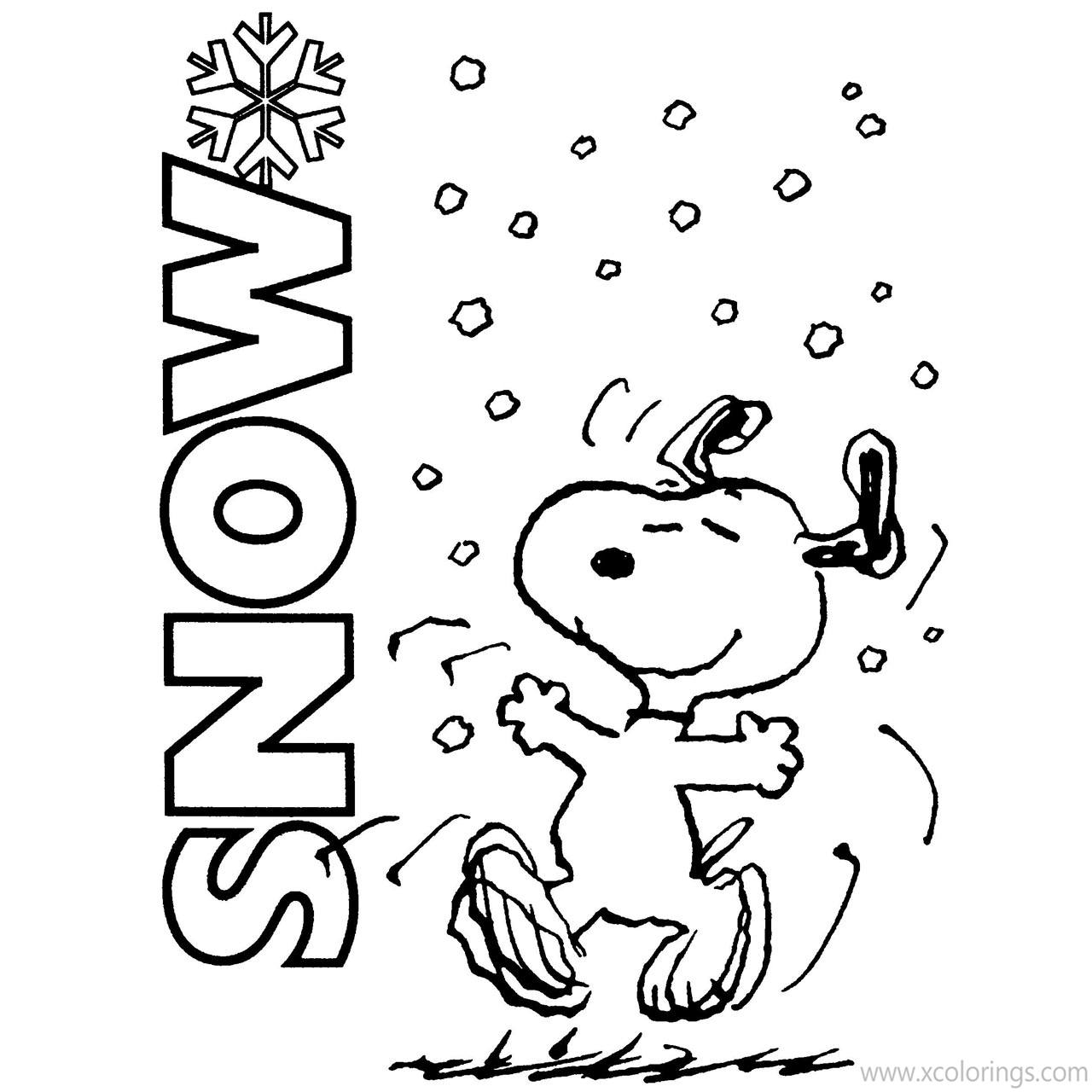 Free Charlie Brown Christmas Coloring Pages Snoopy and Snow printable