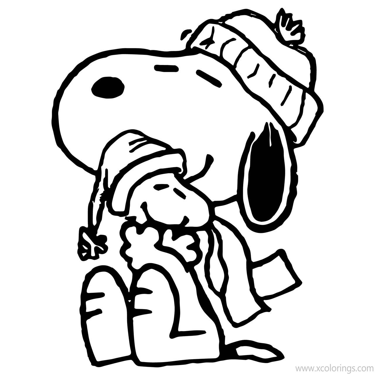 Free Charlie Brown Christmas Coloring Pages Snoopy and Woodstock printable