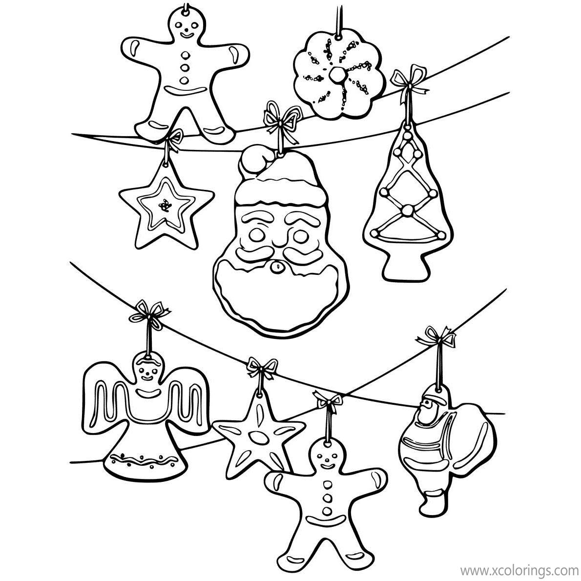 Free Christmas Ornament Coloring Pages with Gingerbread Man Christmas Tree Santa Claus printable