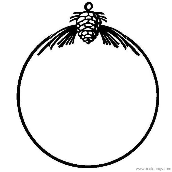 Free Christmas Ornament Coloring Pages with Pine Cone printable