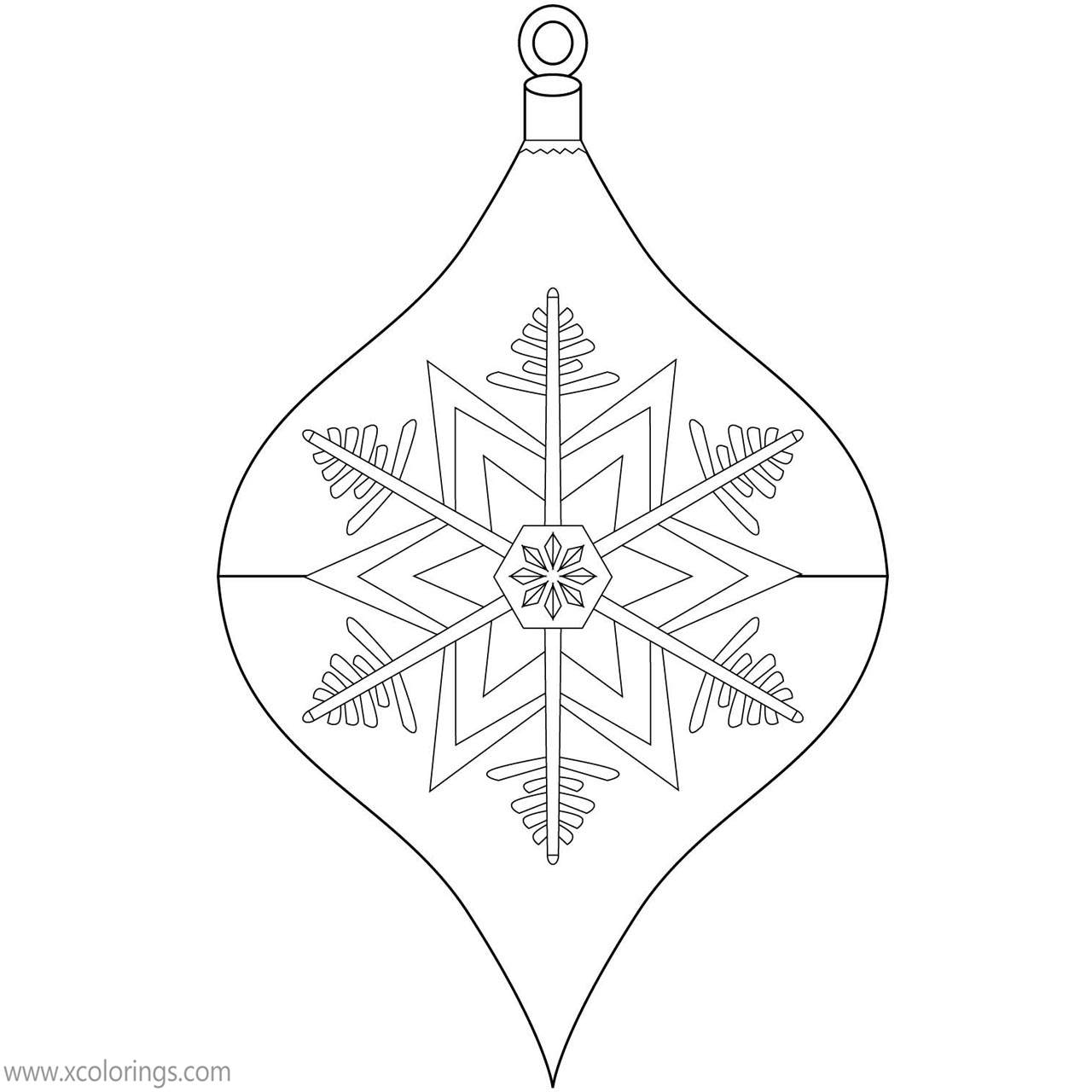 Free Christmas Ornament Coloring Pages with Snowflake printable