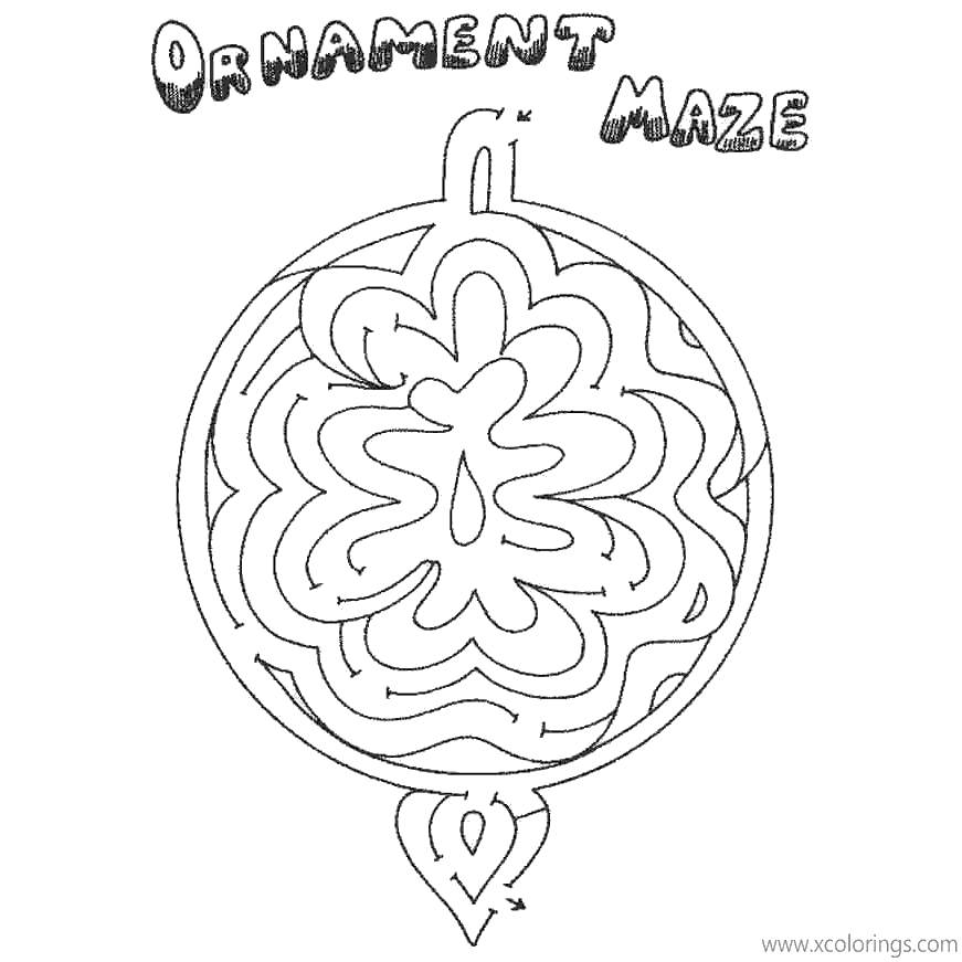 Free Christmas Ornament Maze Coloring Pages printable