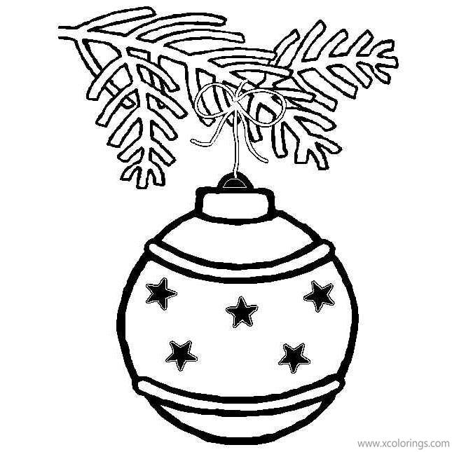 Free Christmas Ornament On the Pine Coloring Pages printable