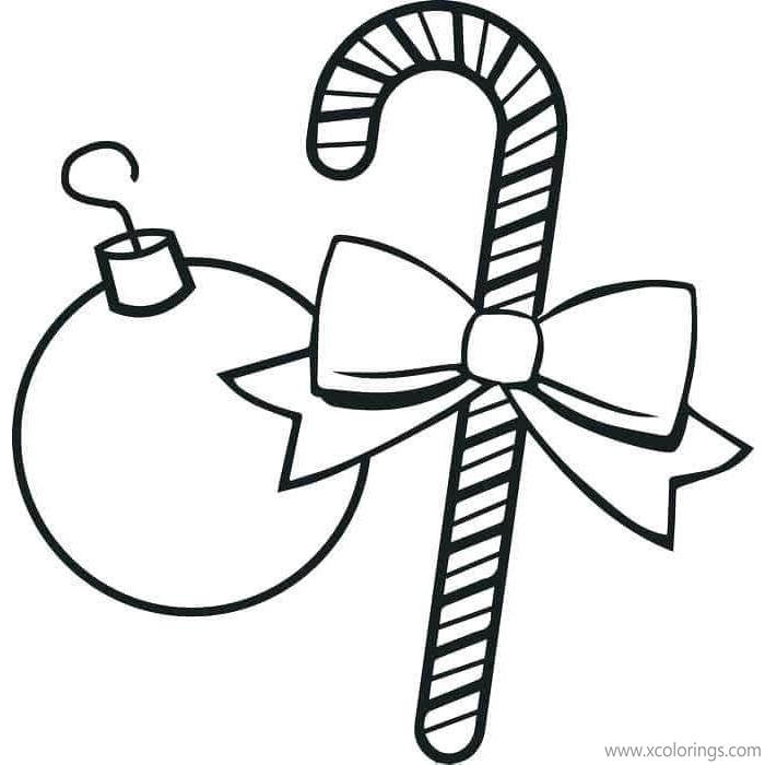 Free Christmas Ornament and Candy Cane Coloring Sheets printable