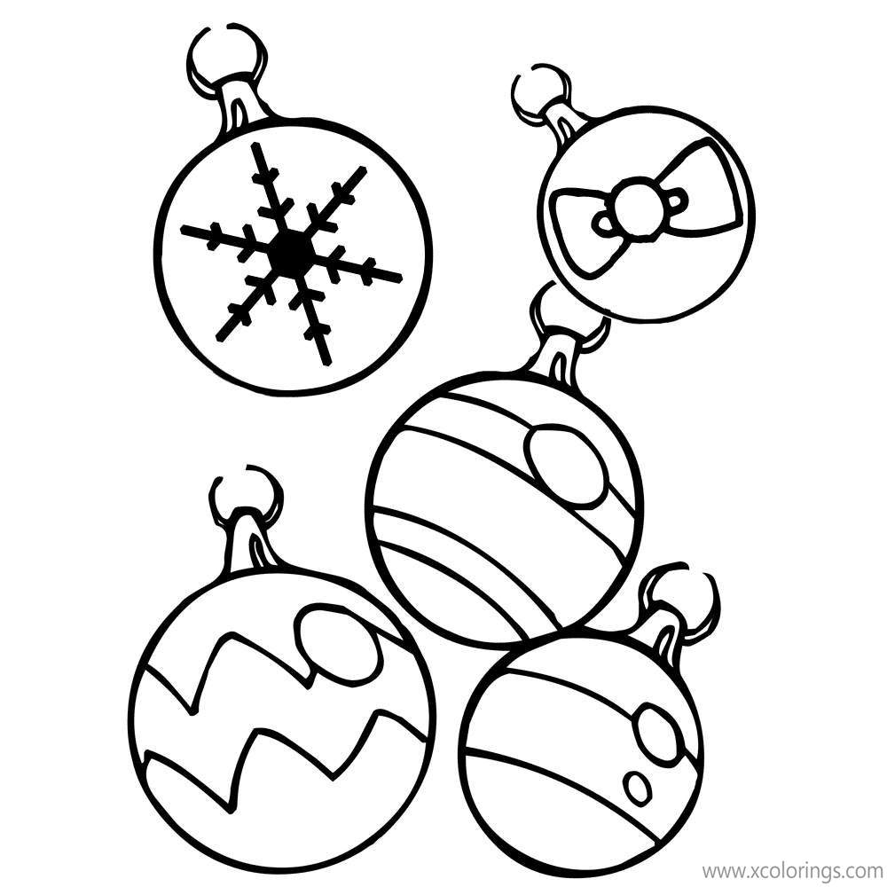 Free Christmas Ornament with Bow Snowflake and Wave Lines Coloring Pages printable