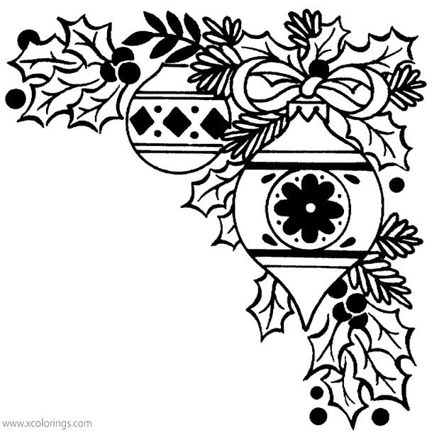 Free Christmas Ornament with Holly Coloring Pages printable