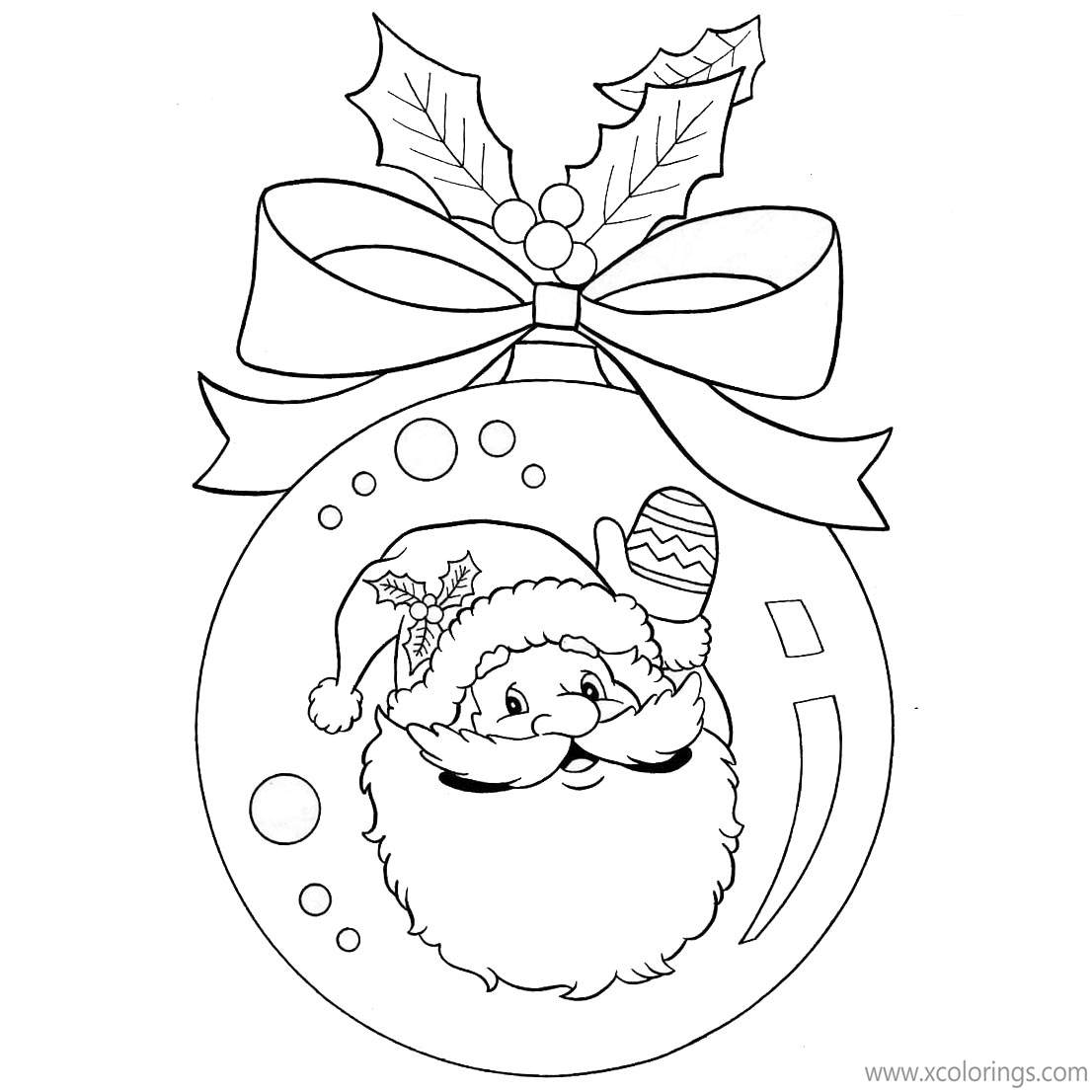 Free Christmas Ornament with Santa Claus Coloring Pages printable