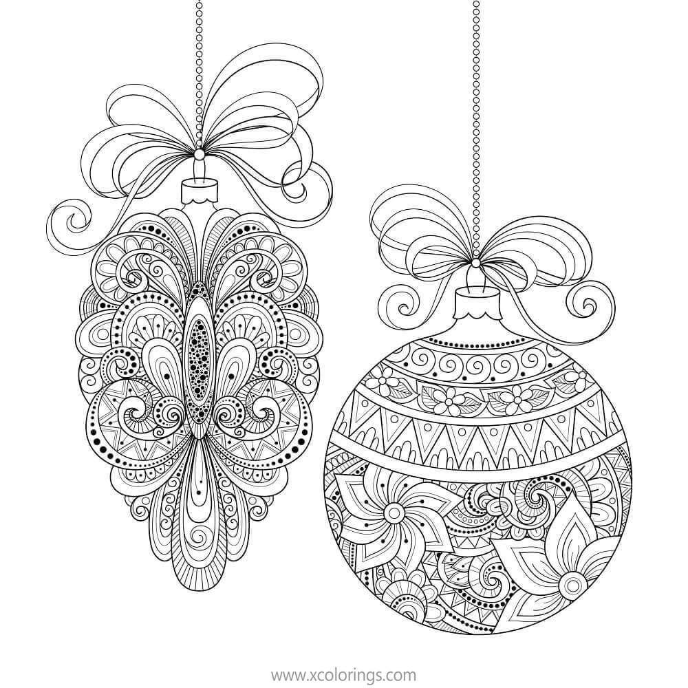 Free Christmas Ornaments Mandala Coloring Pages printable