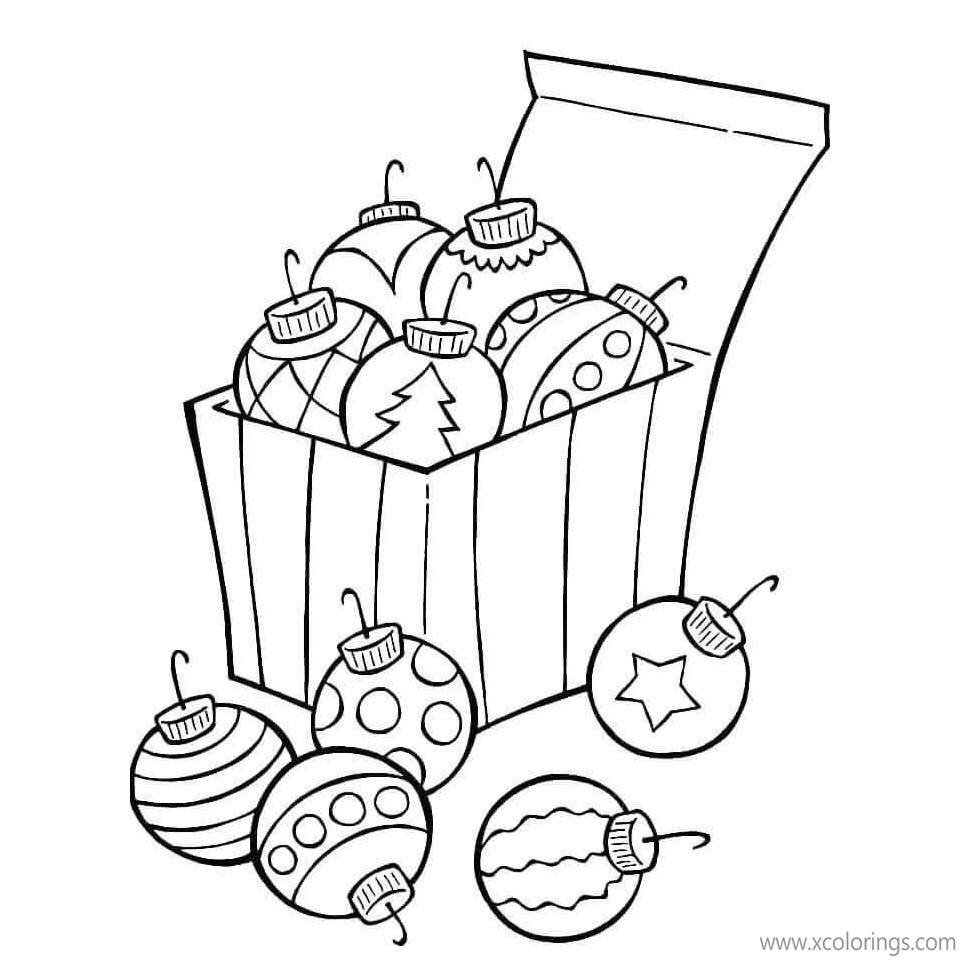 Free Christmas Ornaments in the Box Coloring Pages printable