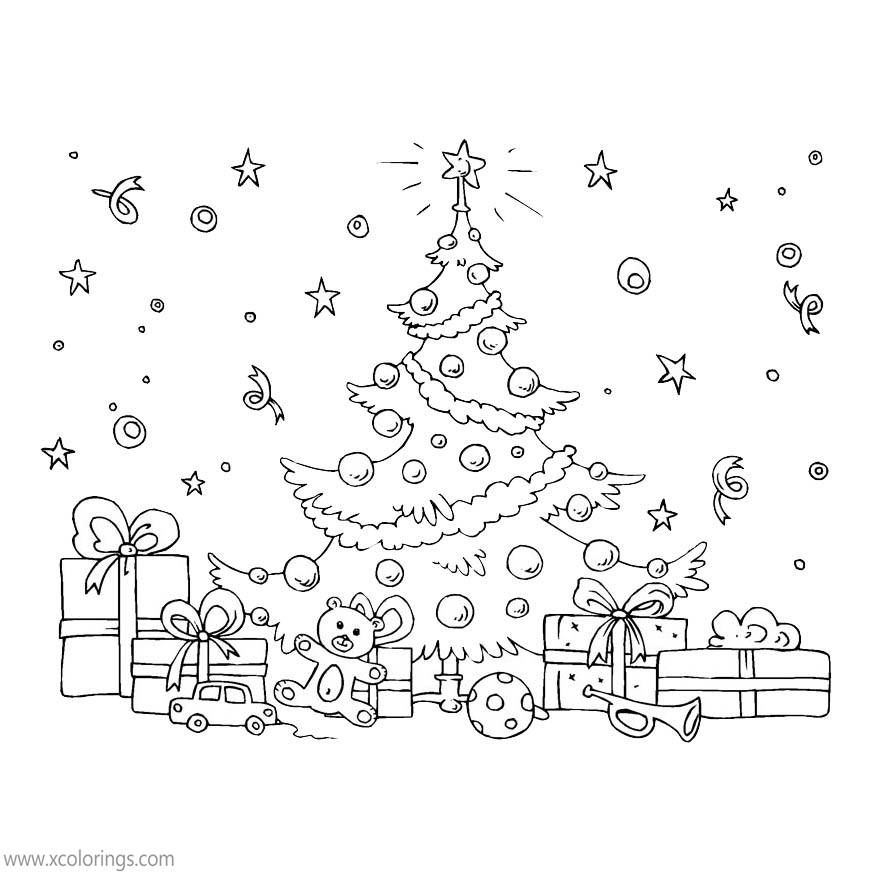 Free Christmas Tree Card Coloring Pages printable