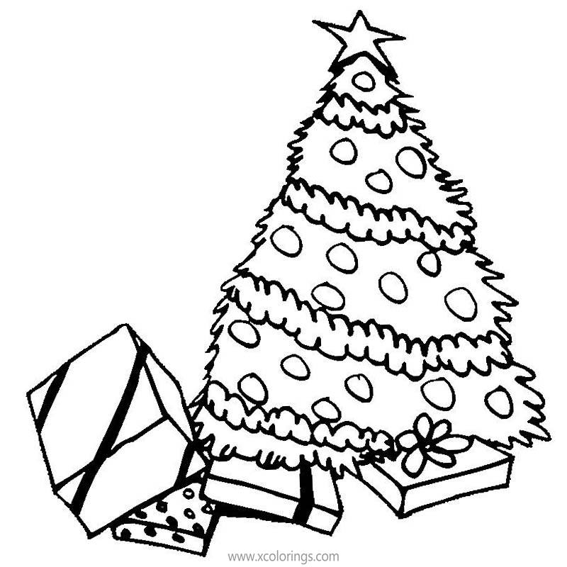 Free Christmas Tree Coloring Pages and Christmas Presents printable