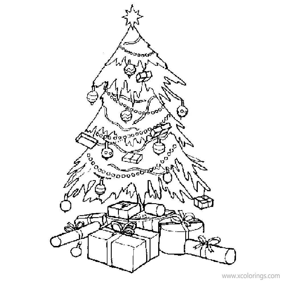 Free Christmas Tree and Presents Coloring Pages printable