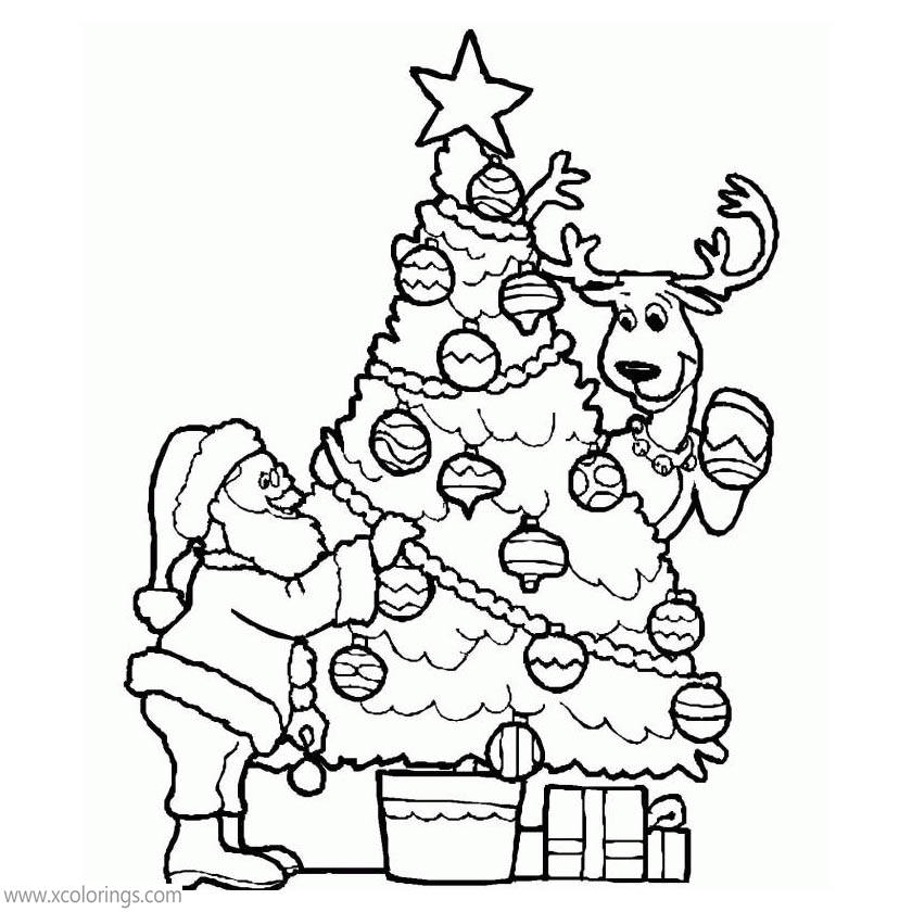 Free Christmas Tree and Santa Claus Coloring Pages printable