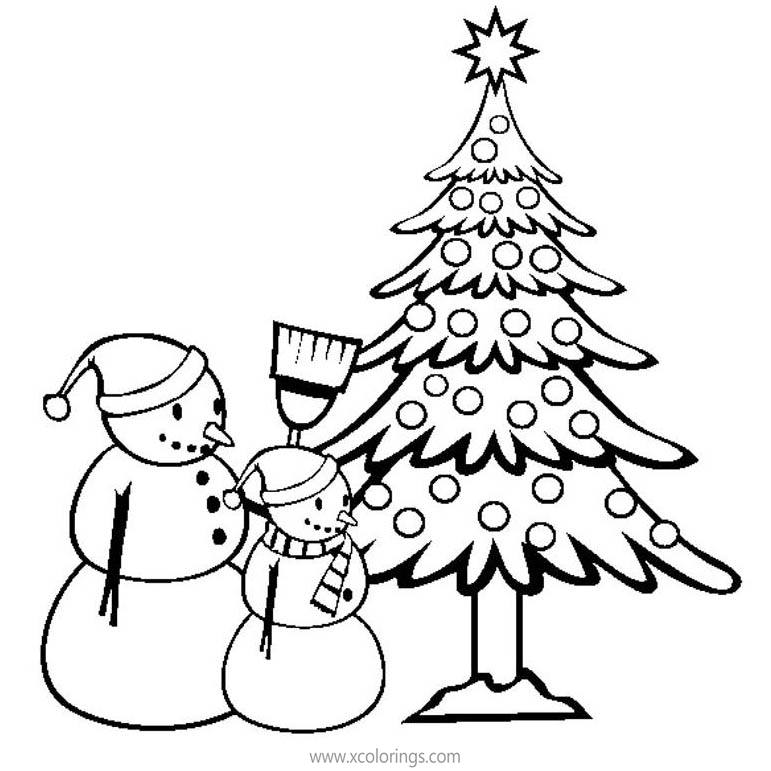 Free Christmas Tree and Snowman Coloring Pages printable