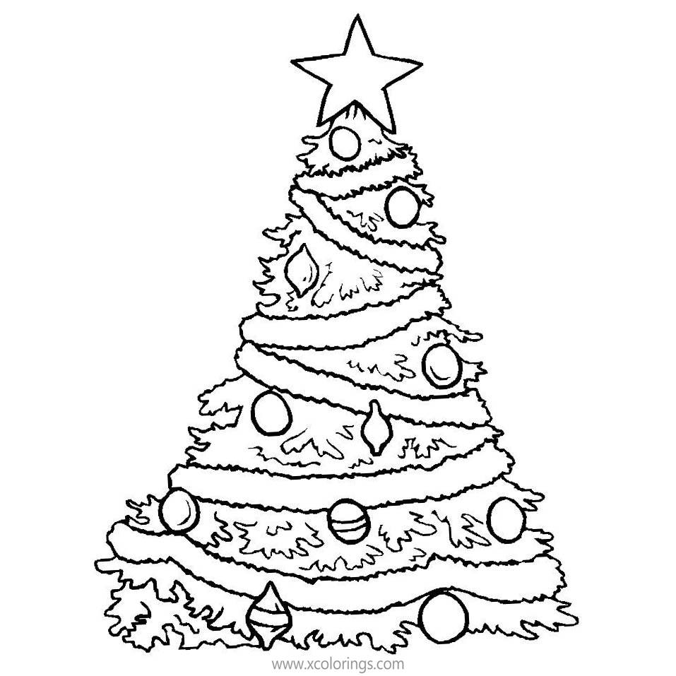 Free Christmas Tree with Belts Coloring Pages printable