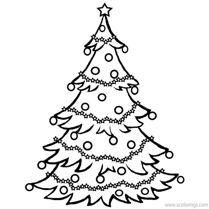 Free Christmas Tree with Belts and Ornaments Coloring Pages printable