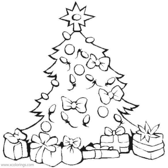 Free Christmas Tree with Bows Coloring Pages printable