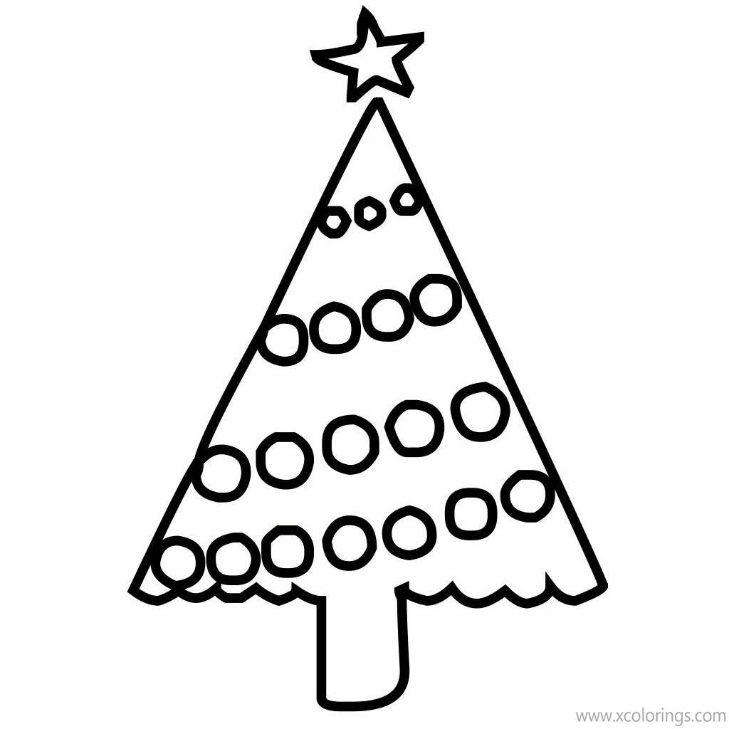 Free Christmas Tree with Circles Coloring Pages printable