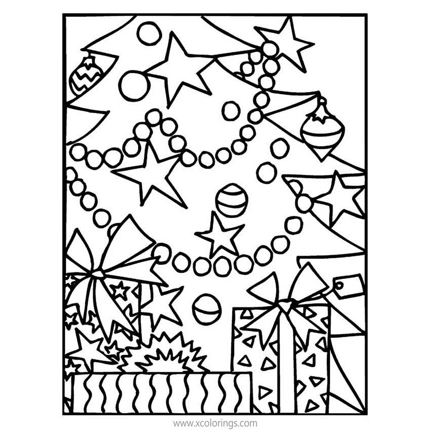 Free Christmas Tree with Lights Coloring Pages printable