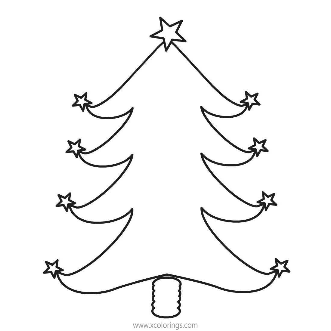 Free Christmas Tree with Stars Coloring Pages printable