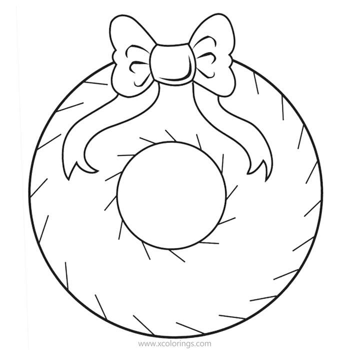 Free Christmas Wreath Donut Coloring Pages printable