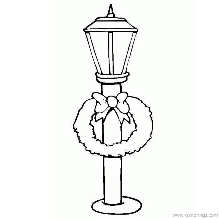 Free Christmas Wreath On Lantern Coloring Pages printable