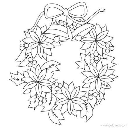 Free Christmas Wreath with Bells Coloring Pages printable