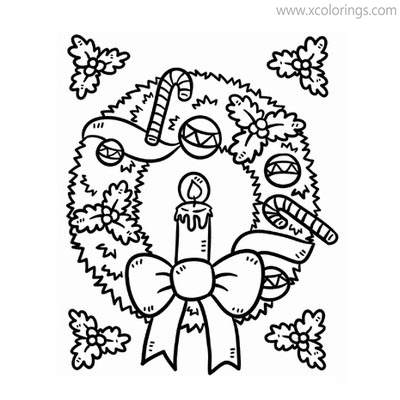Free Christmas Wreath with Candle Coloring Pages printable