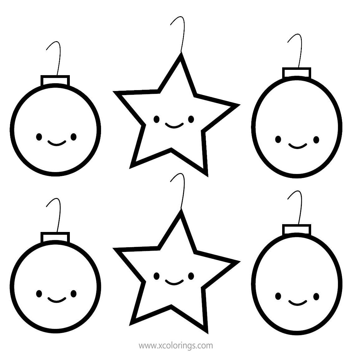 Free Cute Cartoon Christmas Ornament Coloring Pages printable