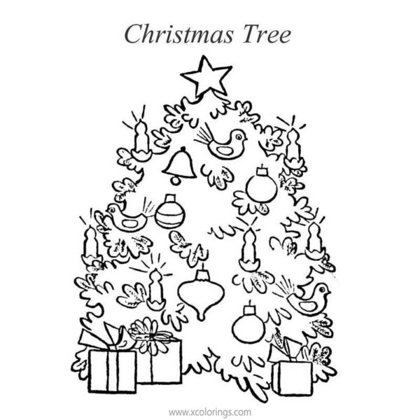 Simple Christmas Tree Coloring Pages - XColorings.com