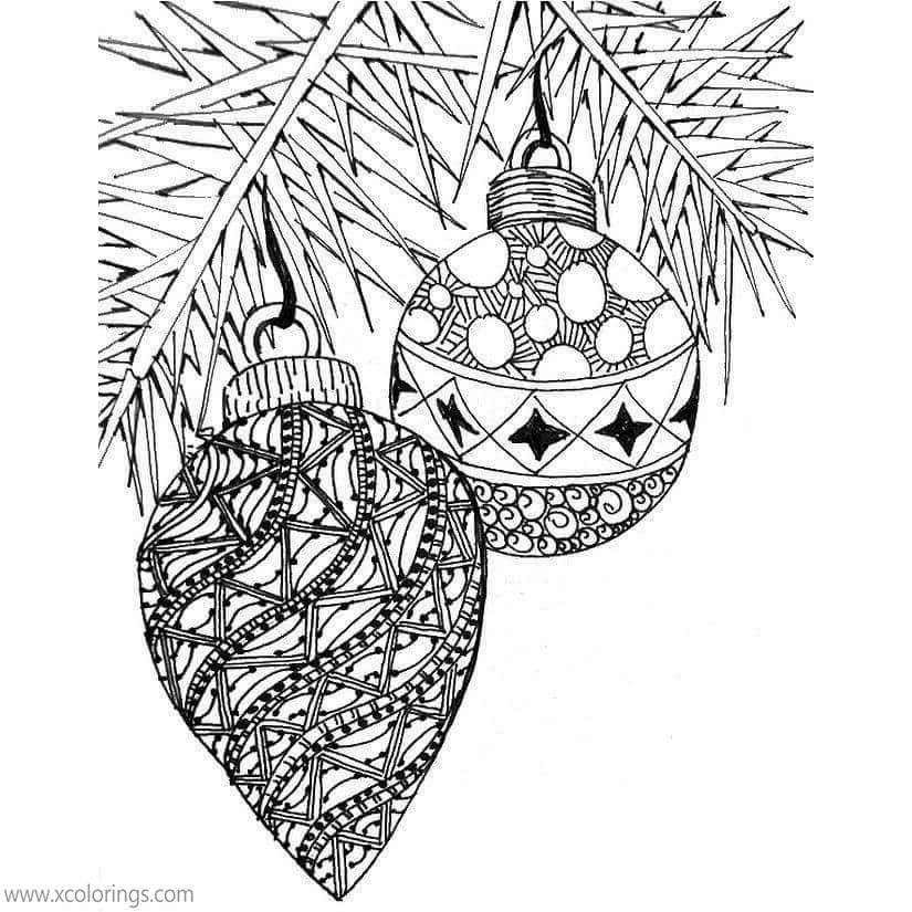 Free Detailed Christmas Ornaments Coloring Pages printable