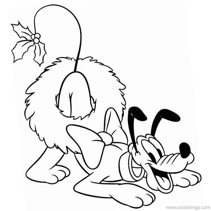 Free Disney Christmas Wreath Coloring Pages Pluto printable
