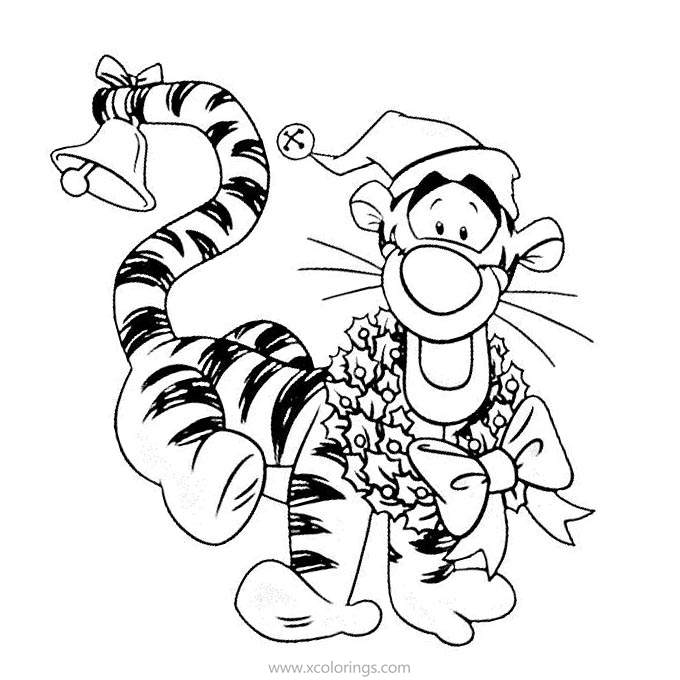 Free Disney Christmas Wreath Coloring Pages Winnie the Pooh Tigger printable