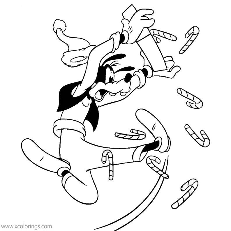 Free Disney Goofy and Candy Cane Coloring Pages printable