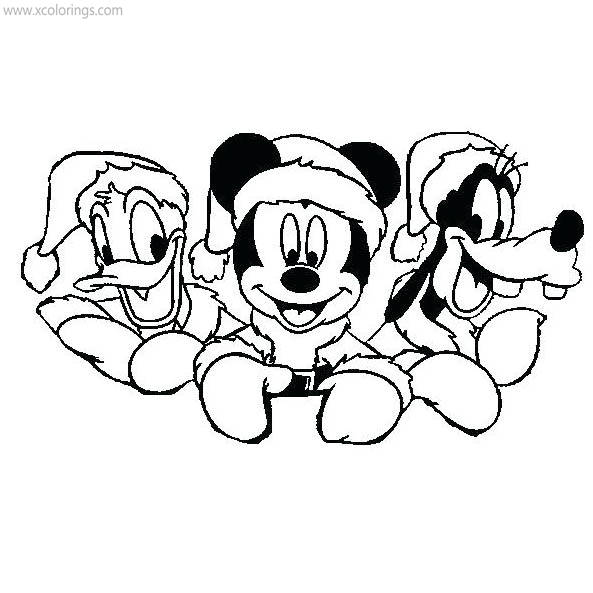 Free Disney Mickey Goofy Donald Christmas Coloring Pages printable